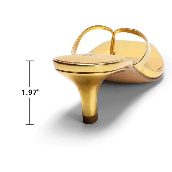 Dream Pairs Women Gold Faux Leather  Square Open Toe  Low Heels Sandals Shoes - Picture 6 of 8